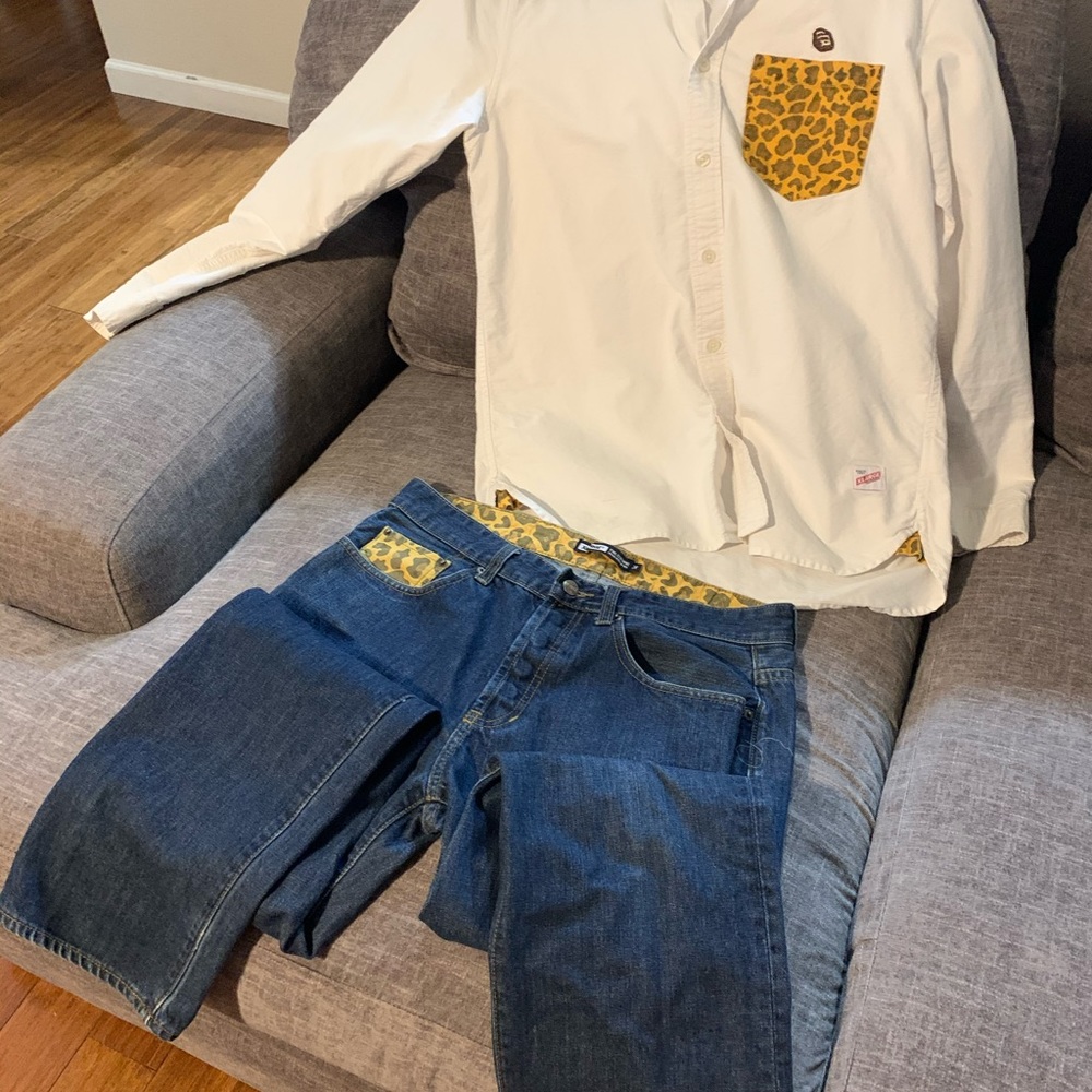 XL Large collar and jean matches vintage set